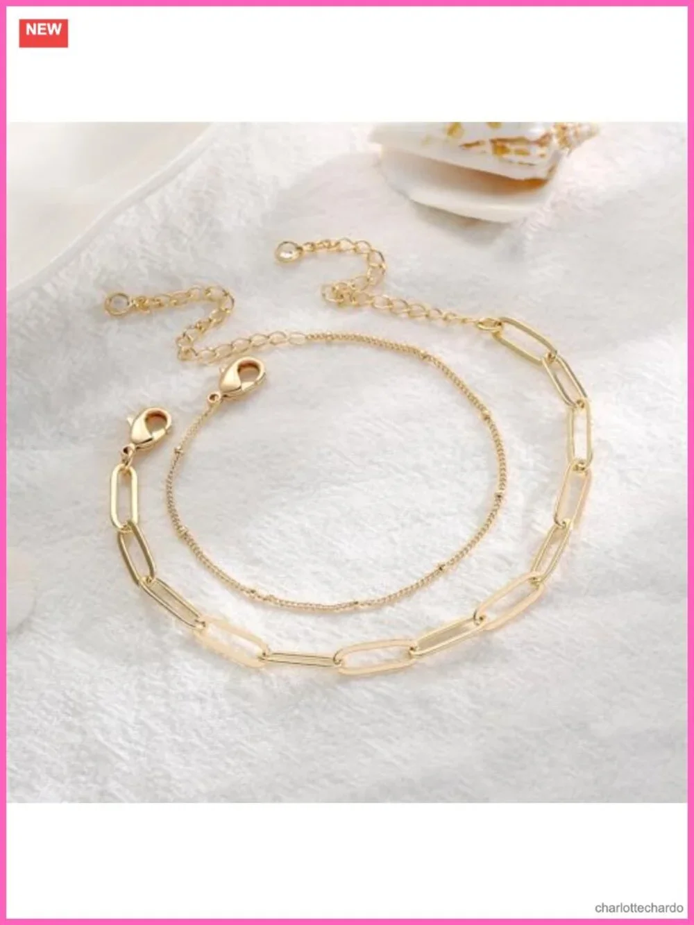 14K Gold Plated Adjustable Beaded Bracelets Women Layered